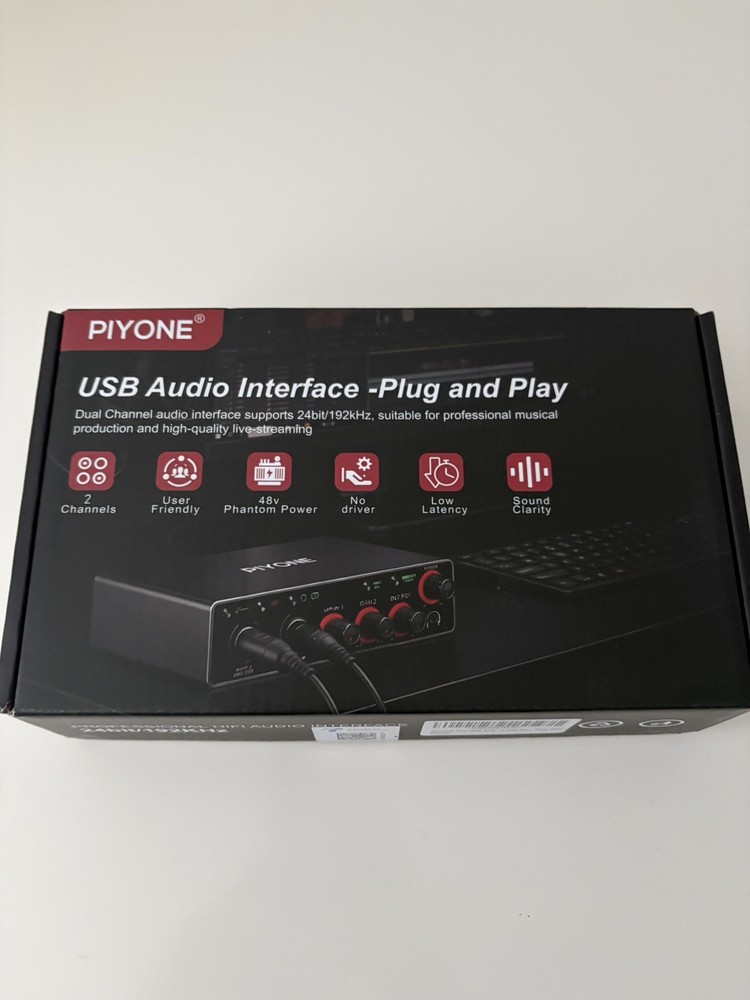 Audio Interface, 2X2 24-bit/192kHz Interface for High-Fidelity, Studio Quality