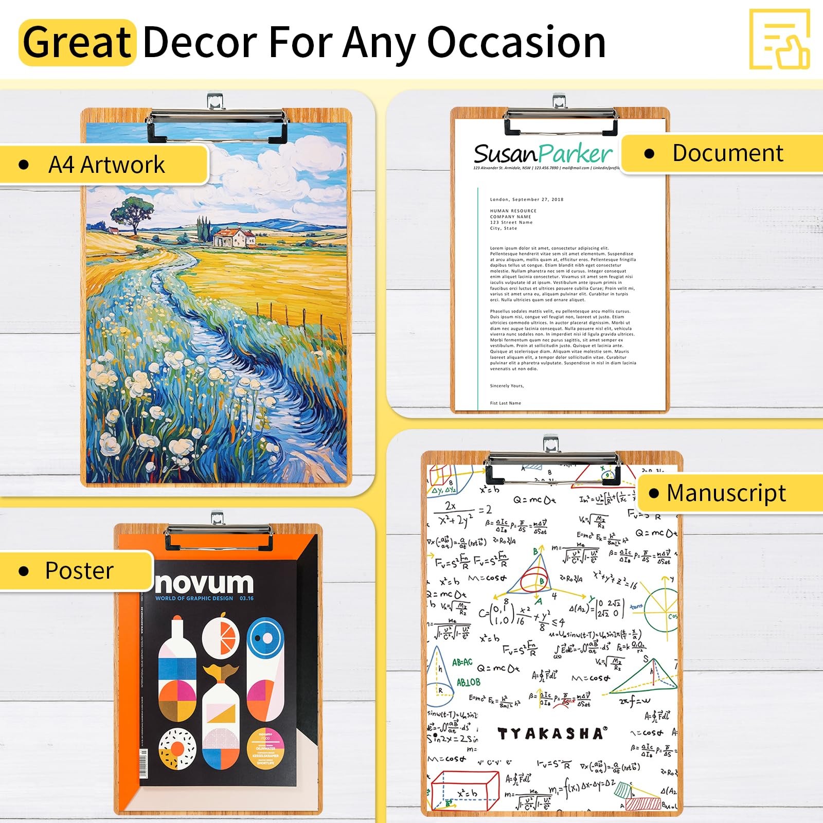 Wooden Lap Board Clipboard for Letter and A4 Size Sketching Board