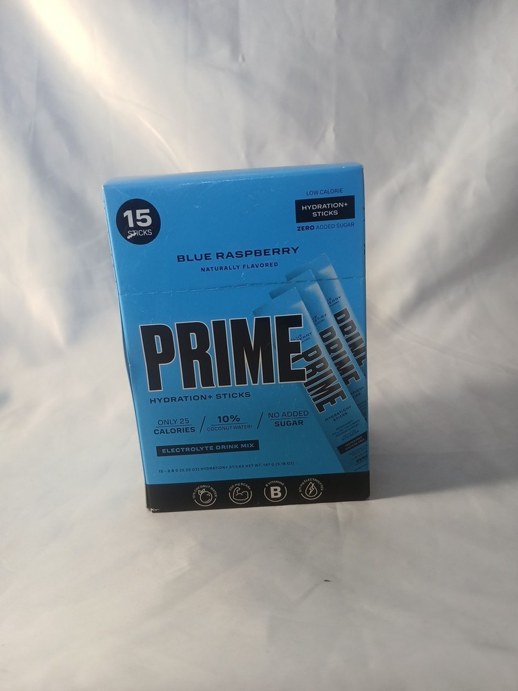 PRIME Hydration+ BLUE RASPBERRY Electrolyte Drink Mix 15 packets total