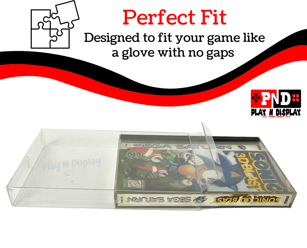 10 Sega Saturn CD PS1 Protective Sleeve Box Protector Clear Plastic Display Case