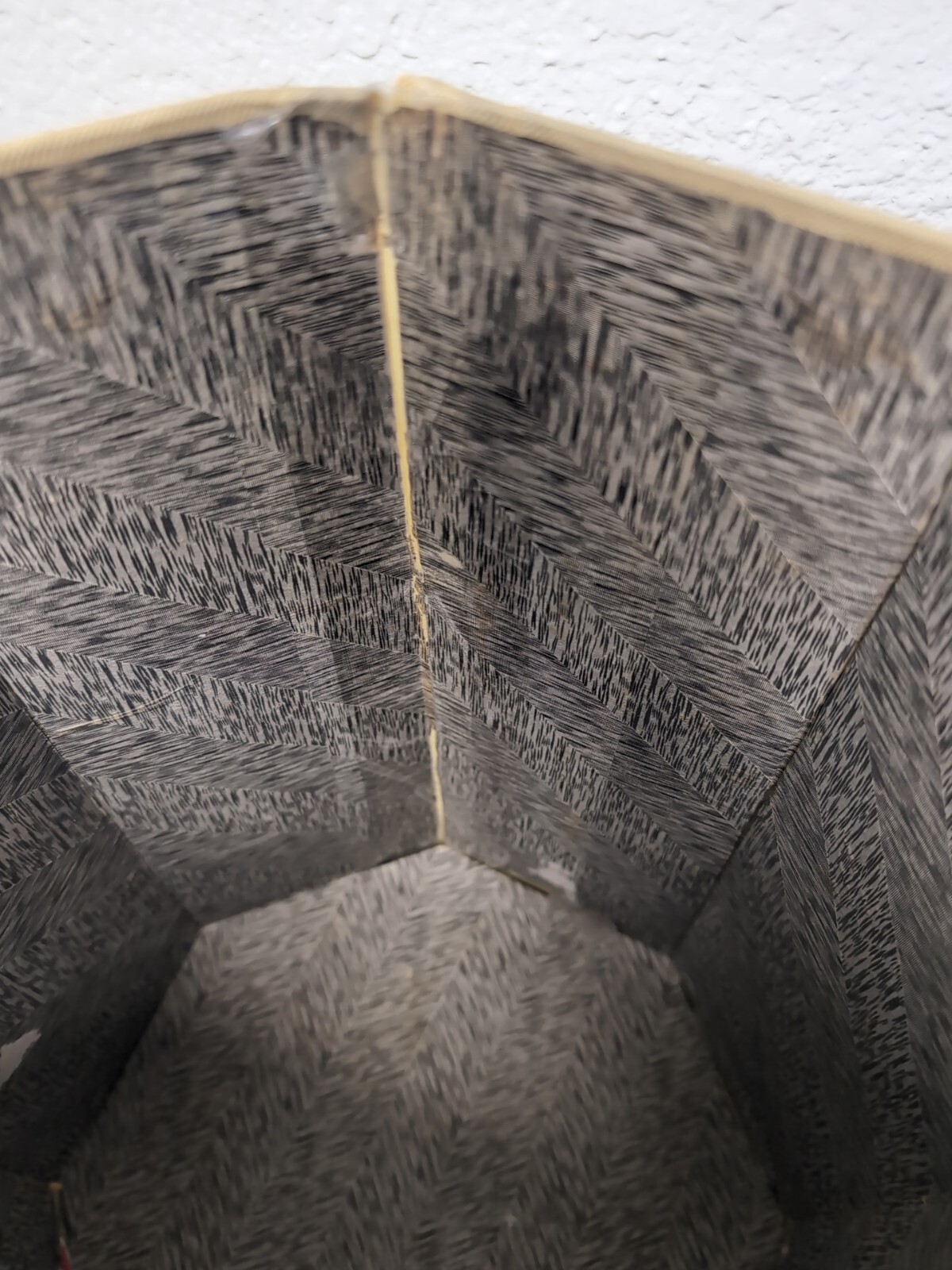 1940's-50's Silk & Paper Asian Chinese Folding Waste Paper Basket Damages