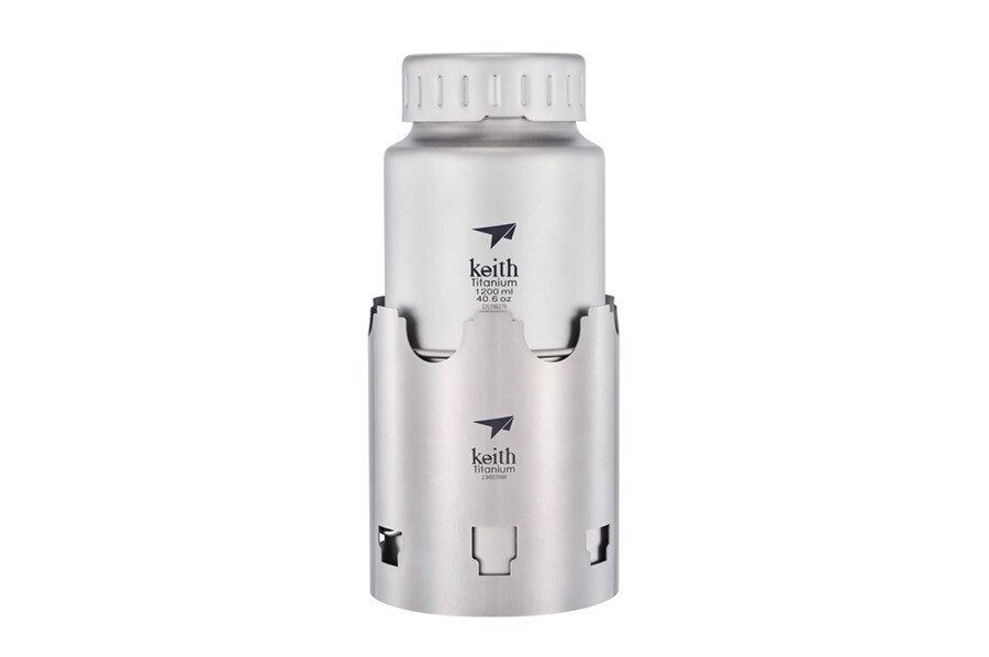 Keith Titanium Ti3070 Nesting Camp Set - Plastic-Free Bottle, Mug & Wood Stove