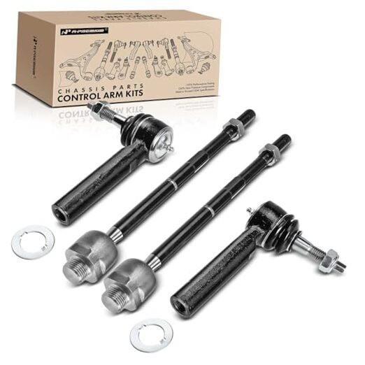 Set of 4, Front Inner Outer Tie Rod End Kit, Compatible with Chevy & GMC &