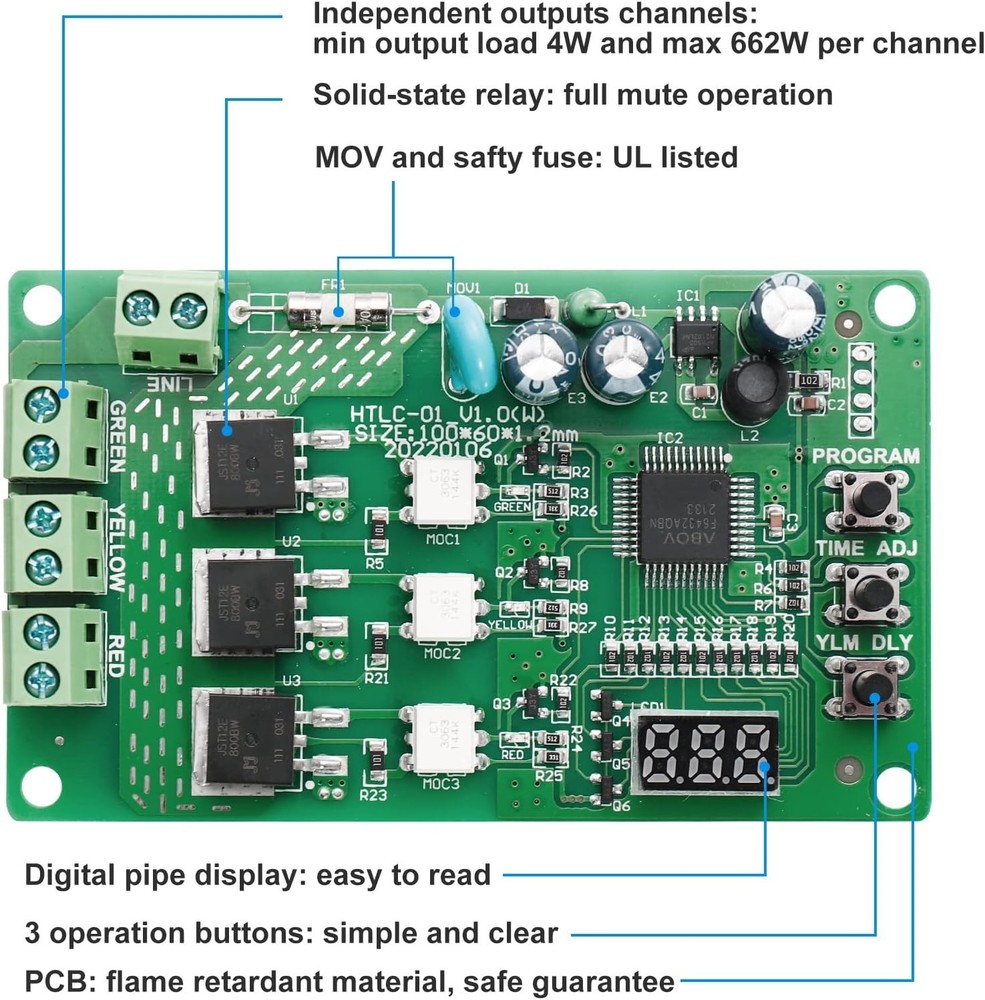 1pc 3 Channel Traffic Light Controller Sequencer 85V-265V Digital Display