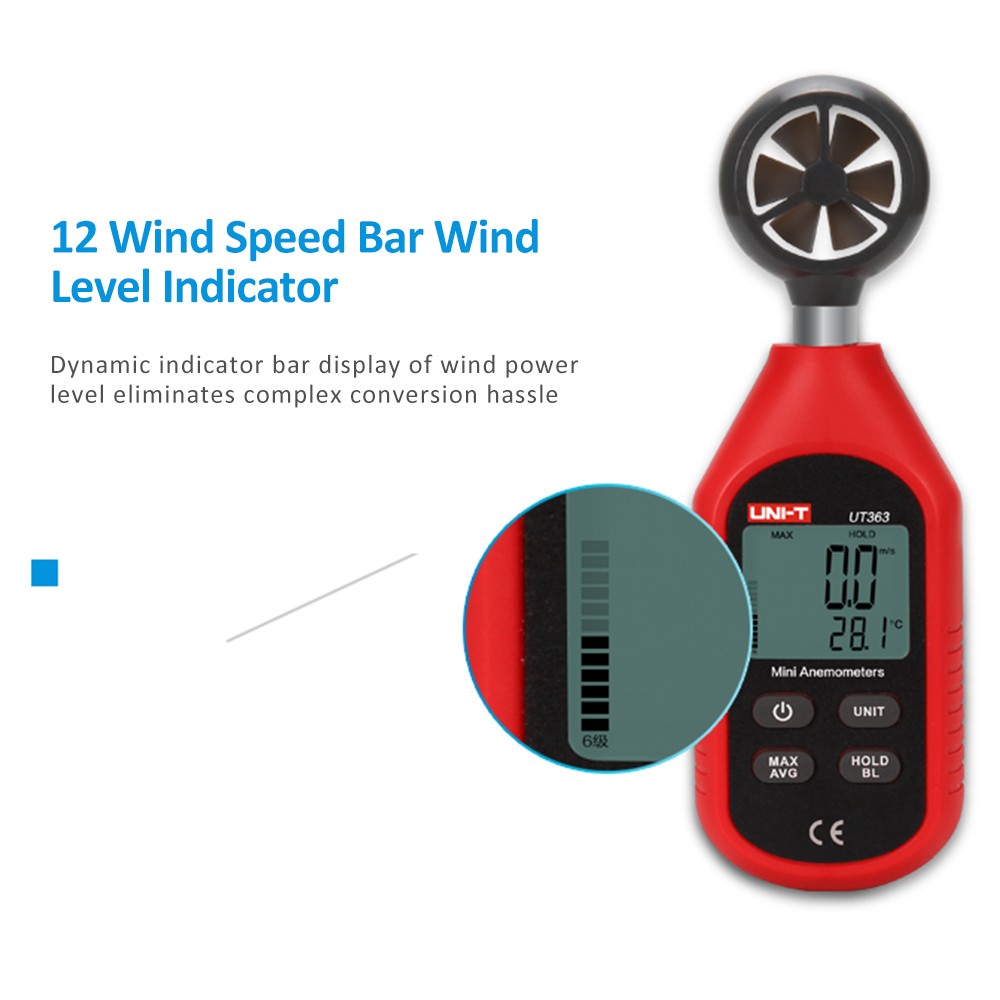1- UT363 Handheld Mini Digital Anemometer Wind Speed Measurement
