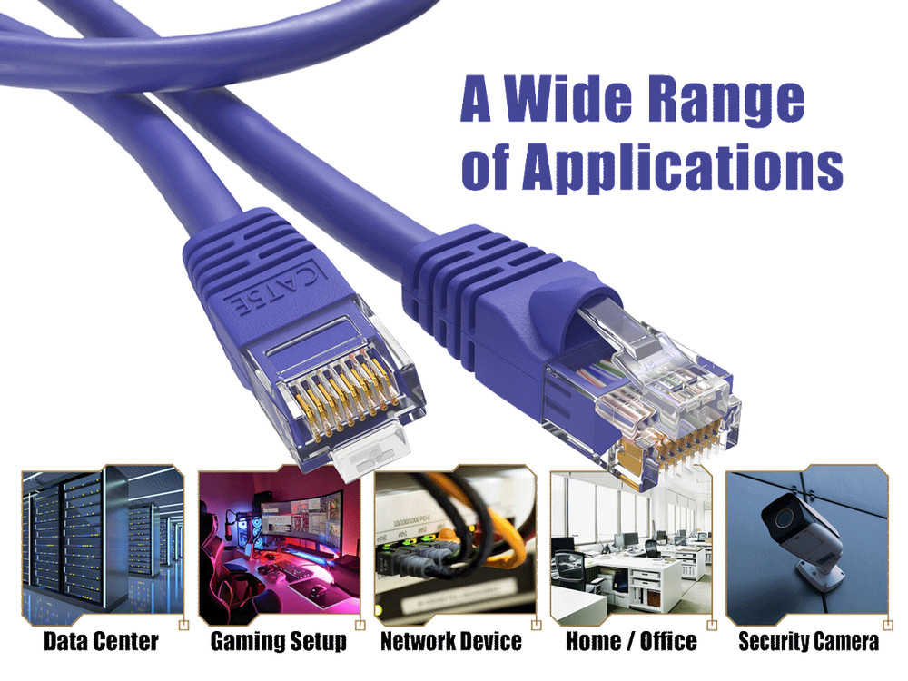 2ft Cat5e UTP Ethernet Network Patch Cable Snagless 24AWG Bare Copper, Purple