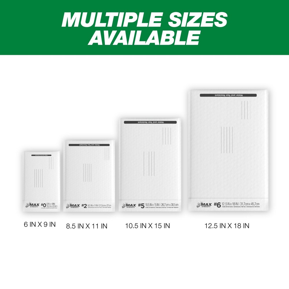 Poly Bubble Mailers #2, 8.5" x 11", Solid White Shipping Mailing, 3 Pack