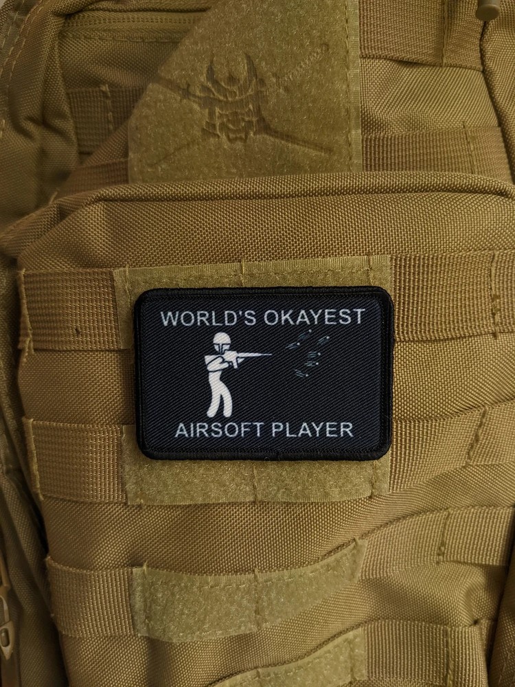 World's okayest airsoft player meme patch 2"x3" hook & loop backing