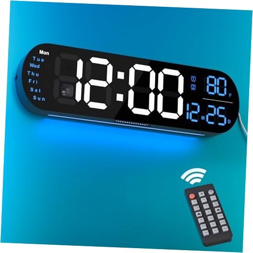 Digital Wall Clock Large Display, 13.7 inch Large Digital Wall Clock with Blue