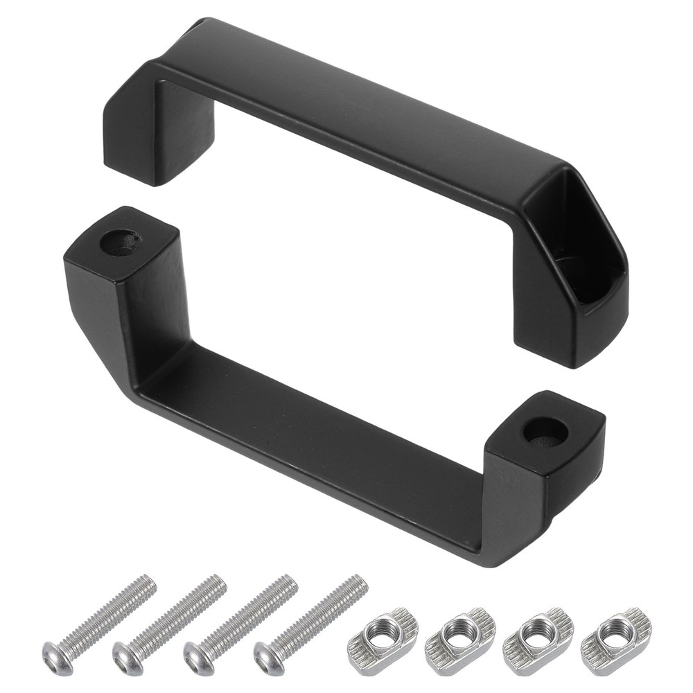 10 Pack Rectangular Pull Handle, 4.7" Hole Center Door Handle, Black