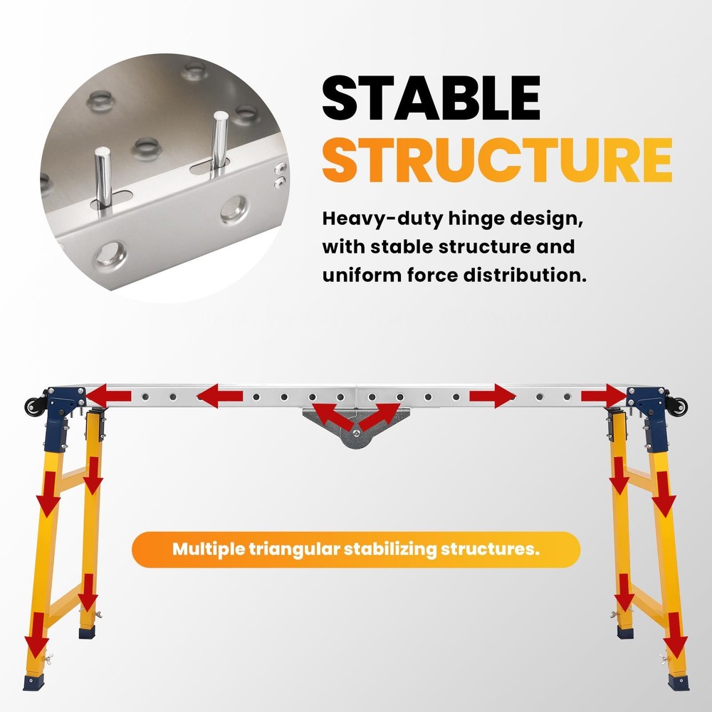 1100LBS Portable Folding Welding Table 65"x12" Adjustable Height Work Platform