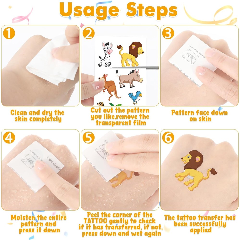 320 Patterns Temporary Tattoos, 36 Sheets Medium, Colorful