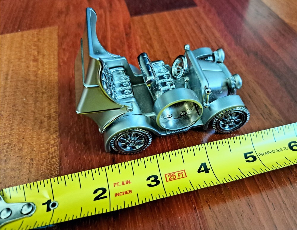 Vintage Platinum Miniature C331 Silver Classic Car Clock, Missing Clock