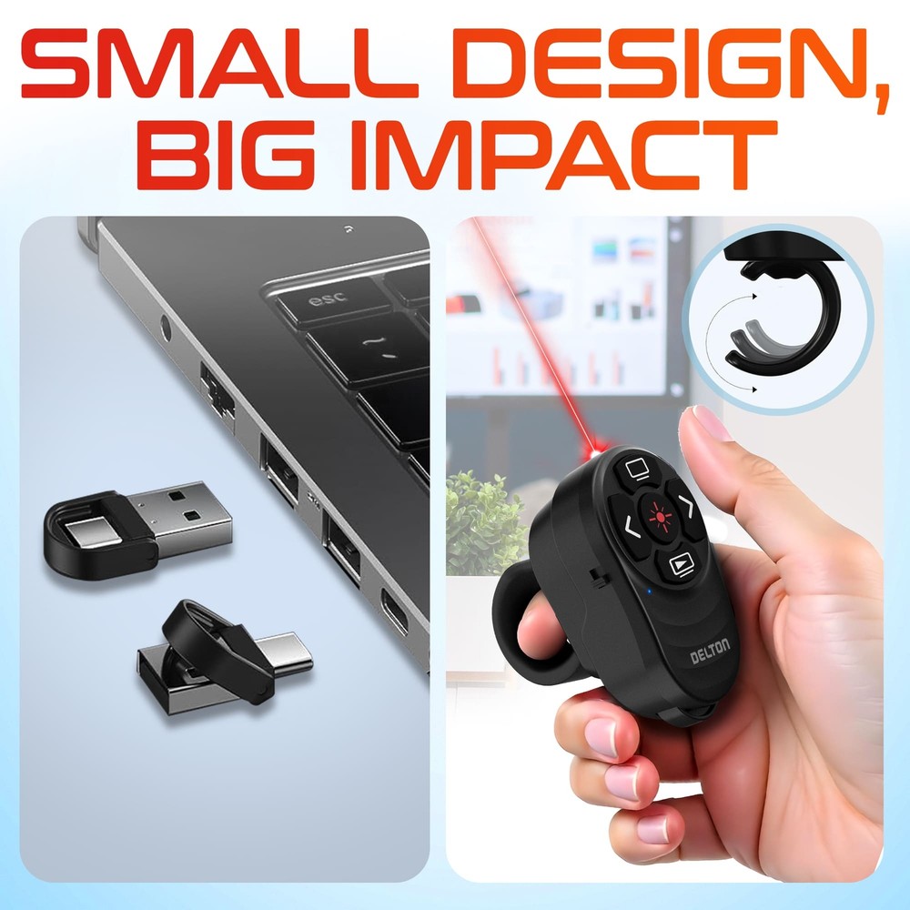 Delton P48 Laser Pointer, Presenter Clicker Wireless upto 200 Meter Range, Black