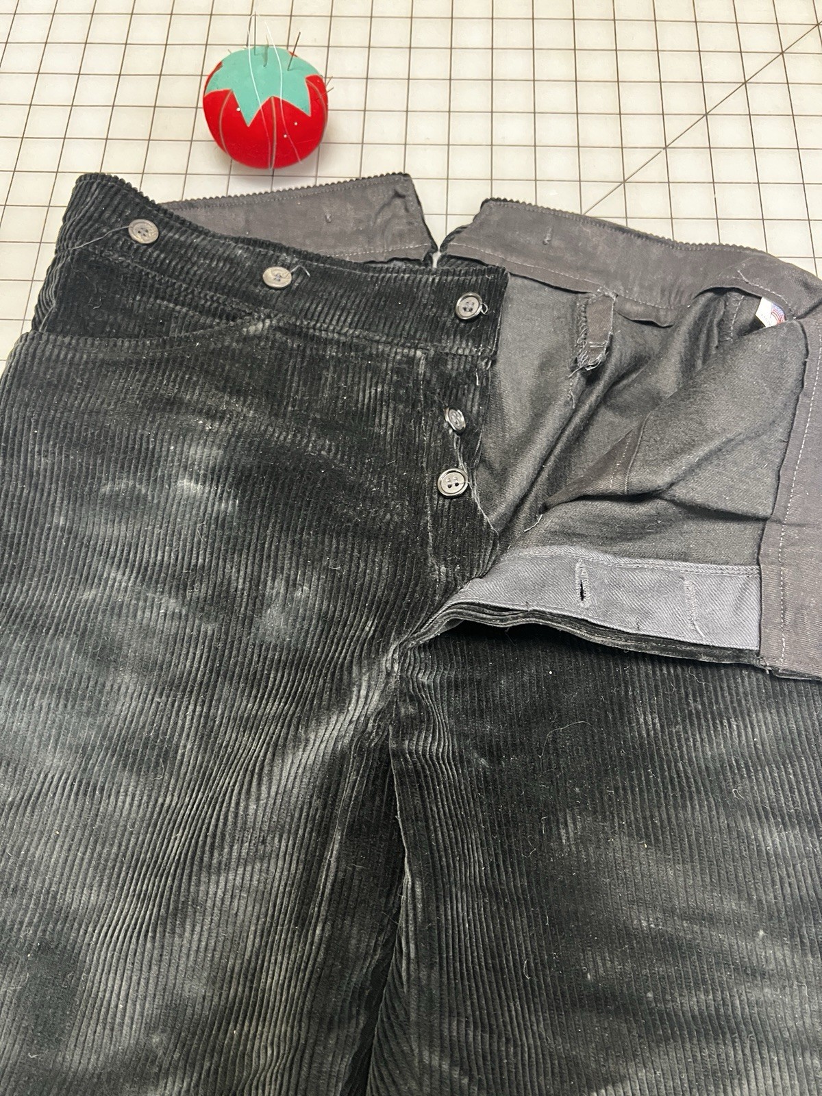 Repro 19th Century Men's Western, Edwardian Trousers, Black Corduroy , SZ 31" W