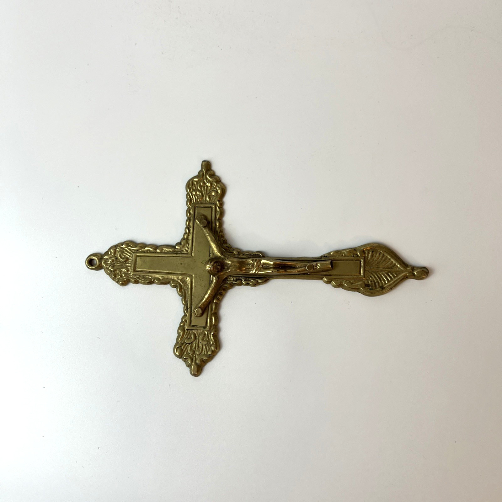 Vintage Ornate Brass Crucifix Wall Hanging Cross Catholic Religious Jesus