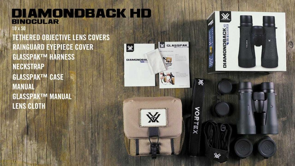 Vortex Optics Diamondback HD 10x50 Binocular w/ Vortex Harness Case and VX Hat