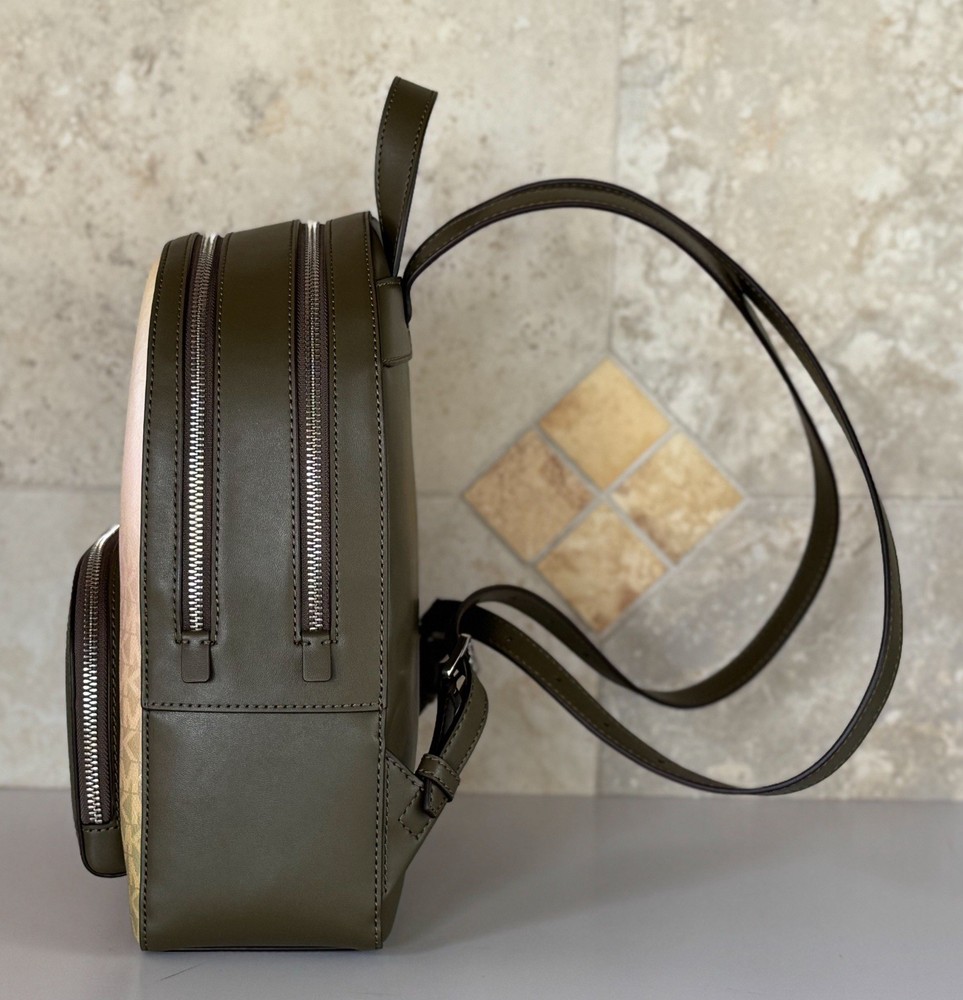 Michael Kors Jaycee Medium Zip Pocket Backpack MK Ombre Olive Multi