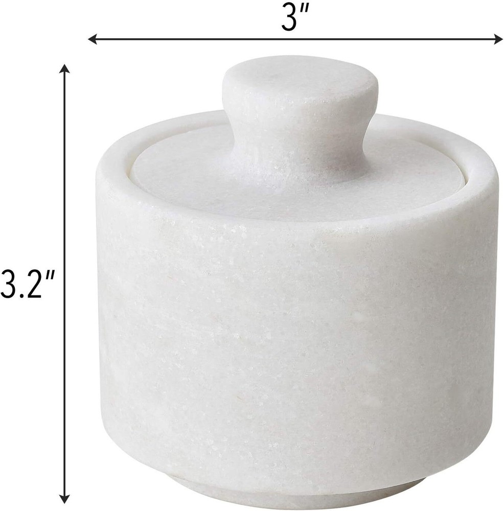 White Marble Salt Cellar Keeper With Lid