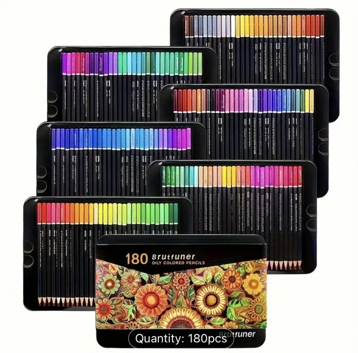 180 Brutfuner oily colored Black Barrel pencils in Metal Box NEW shipping incl