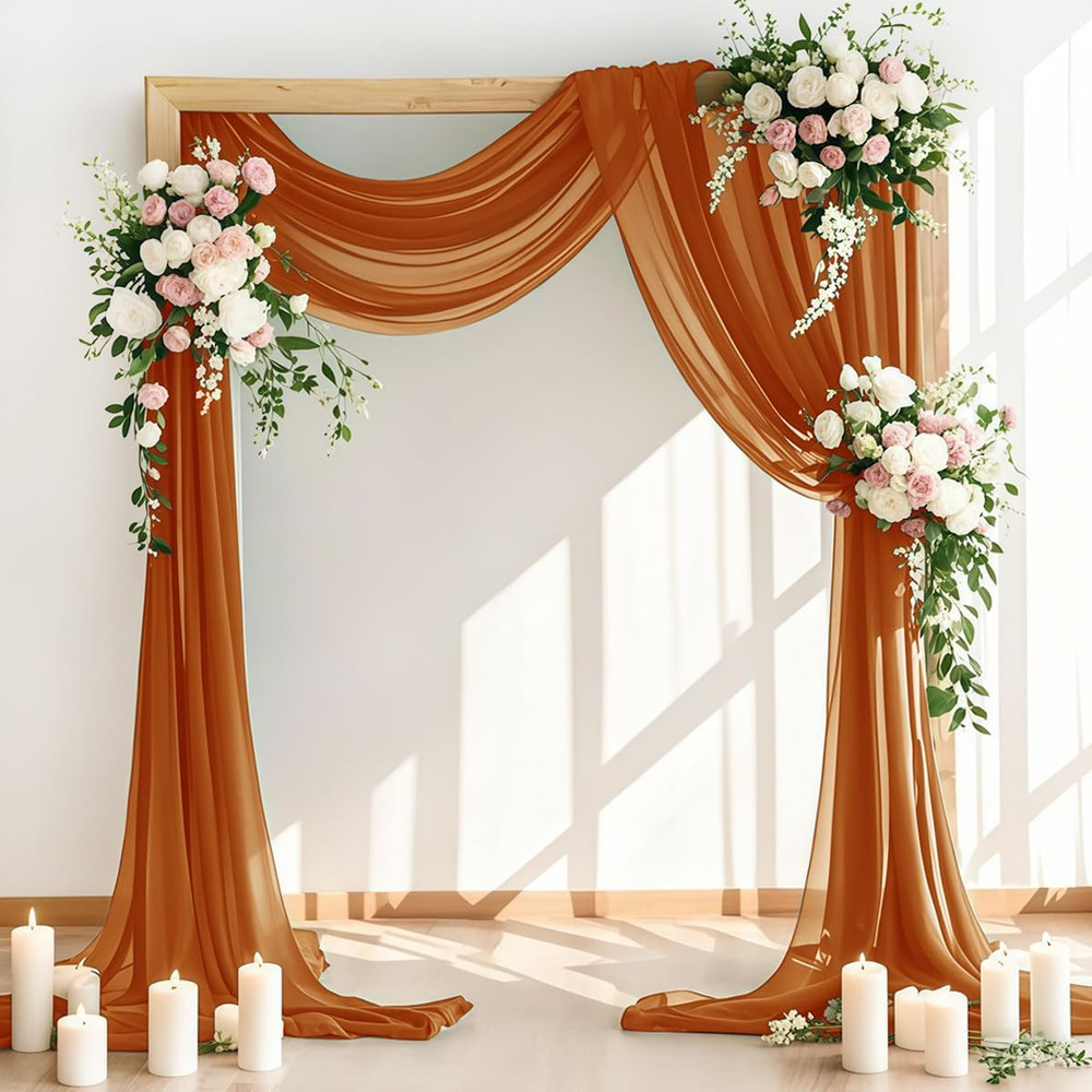 Wedding Arch Draping Fabric 30'' X 18Ftsheer Chiffon Arch Drape Backdrop 2 Panel