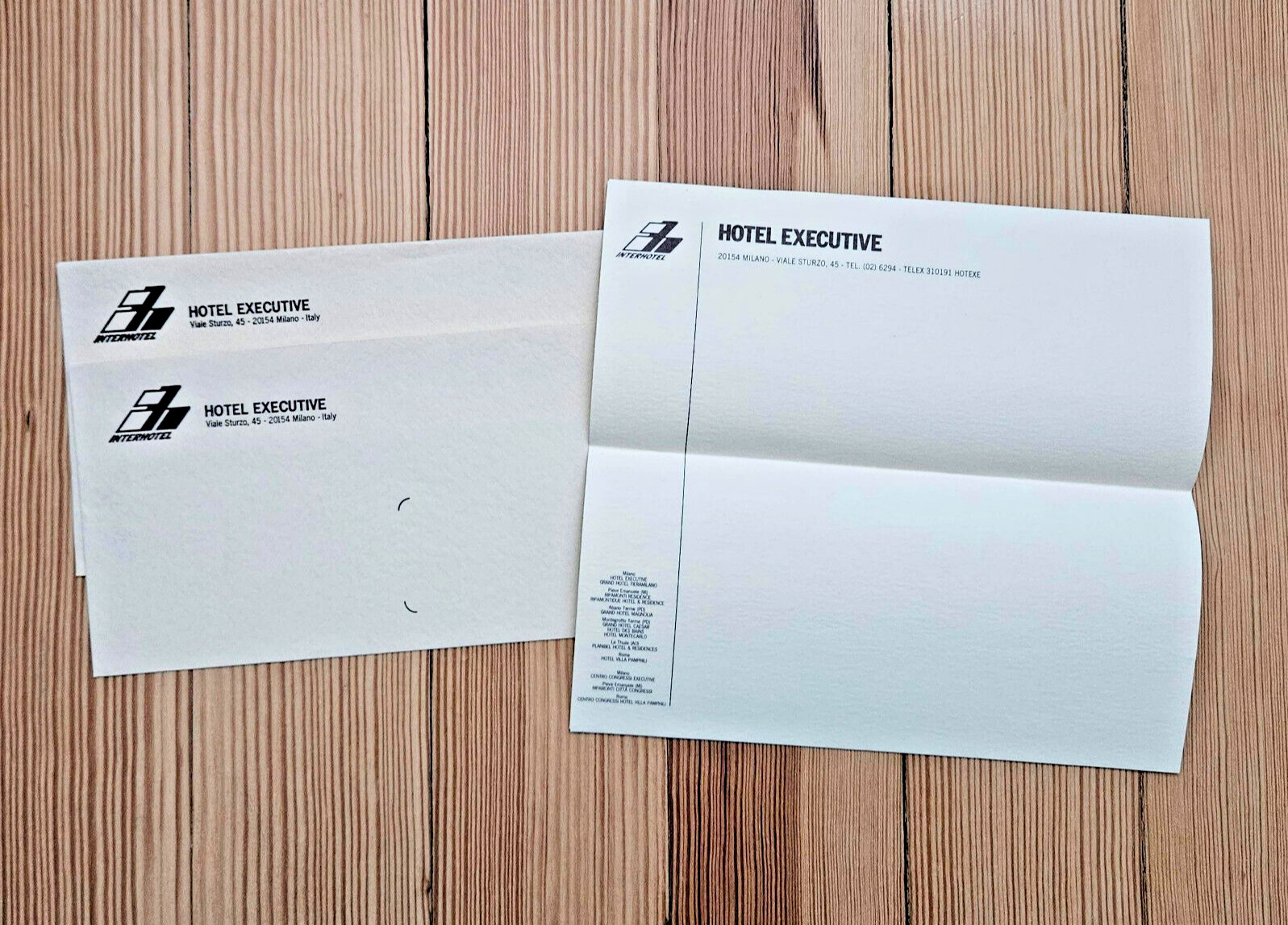 Vintage Interhotel Executive & Atahotel Alpi Stationery Paper, Milano Italy