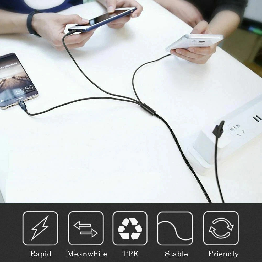 LOT NEW USB Charging Cable Universal 3 in 1 Multi Function Cell Phone Charger
