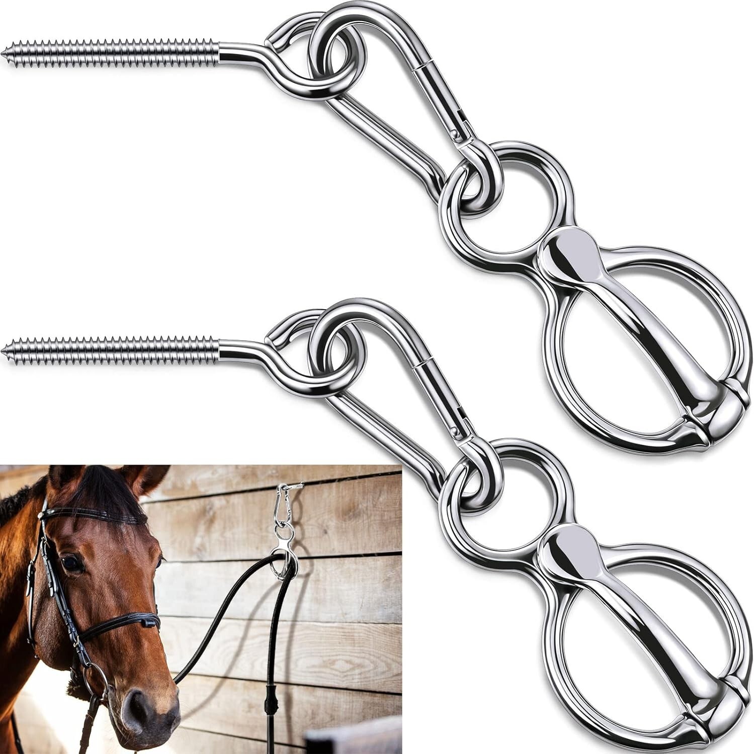 2 Sets Horse Tie Ring, Horse Tack and Supplies Horse Training Equipment Safe