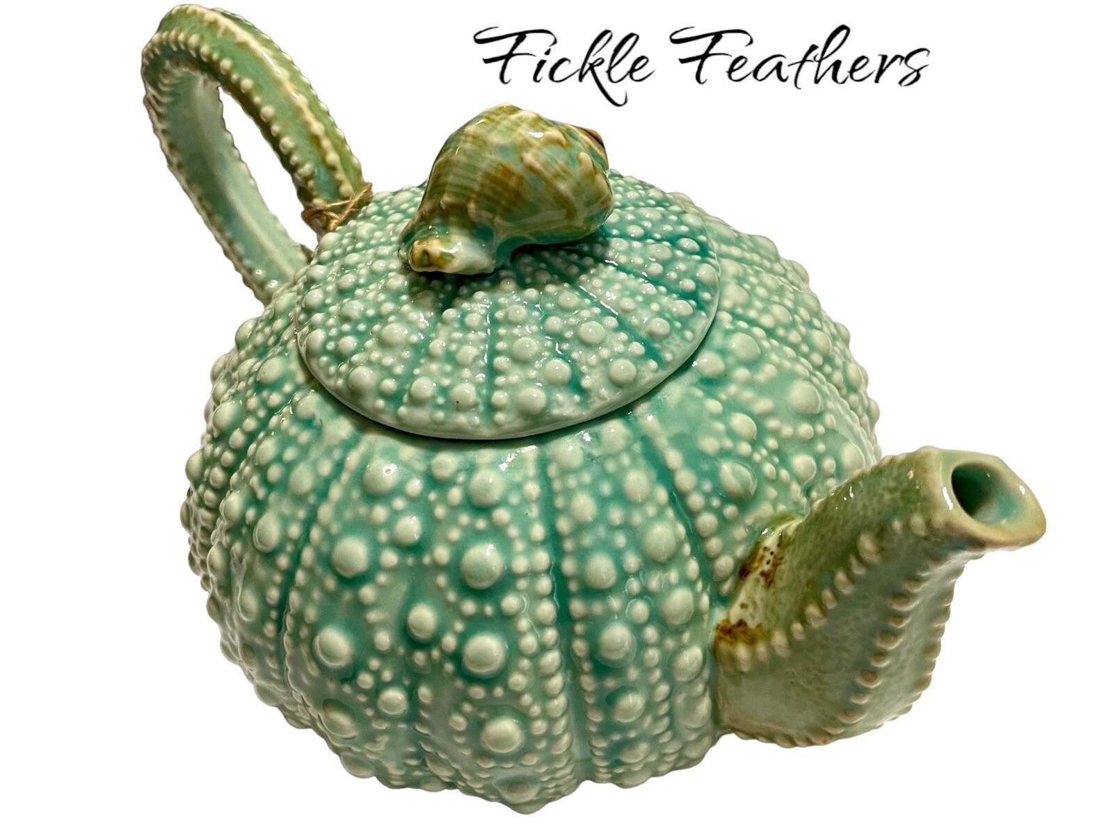 Sea Urchin Blue Sky Ceramic, Turquoise Teapot, 10.5" x 6" x 5" NEW Beach Chic