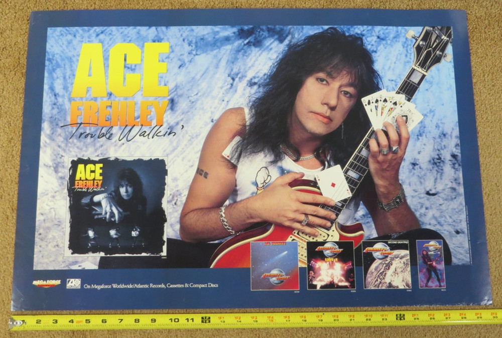 KISS ACE FREHLEY TROUBLE WALKIN' PROMO POSTER RARE 1989