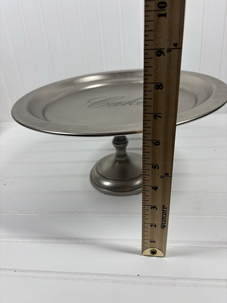 Pottery Barn Sentiment Cake Pedestal Stand Silver/pewter