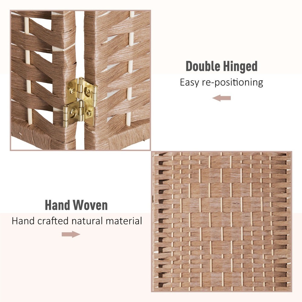 6ft Tall 4-Panel Wicker Weave Room Divider Folding Privacy Screen Wall Partition