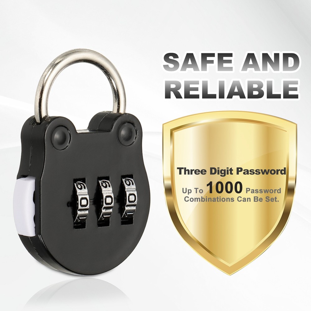 Combination Padlock (Small, Black)(4 Pcs),Cat Shackle Code Locks
