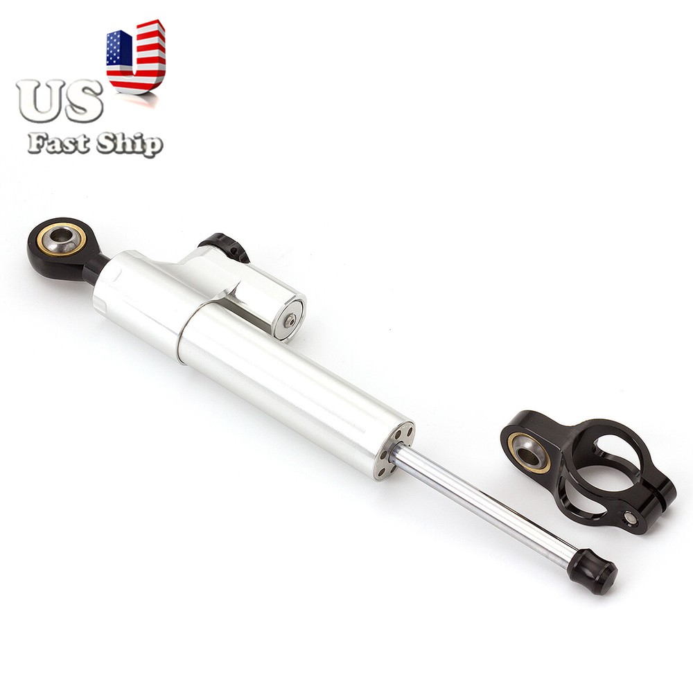 CNC Silver Motorcycle Universal Steering Damper Stabilizer Linear Control Safety