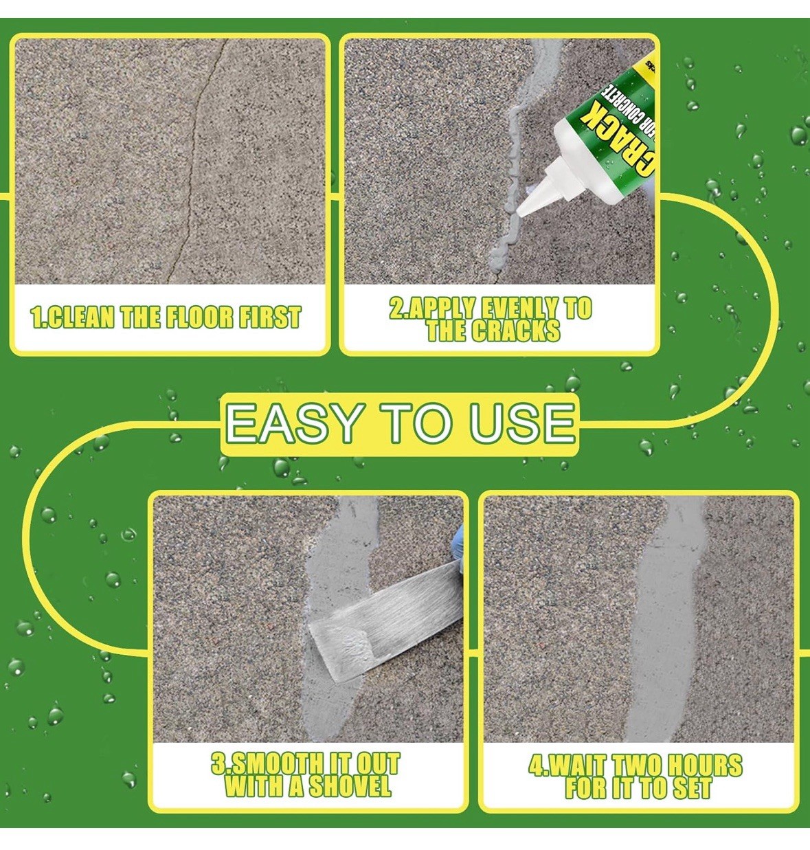 Concrete Crack Filler Gray Self-Leveling Cement Repair Gel for Driveway 2LB