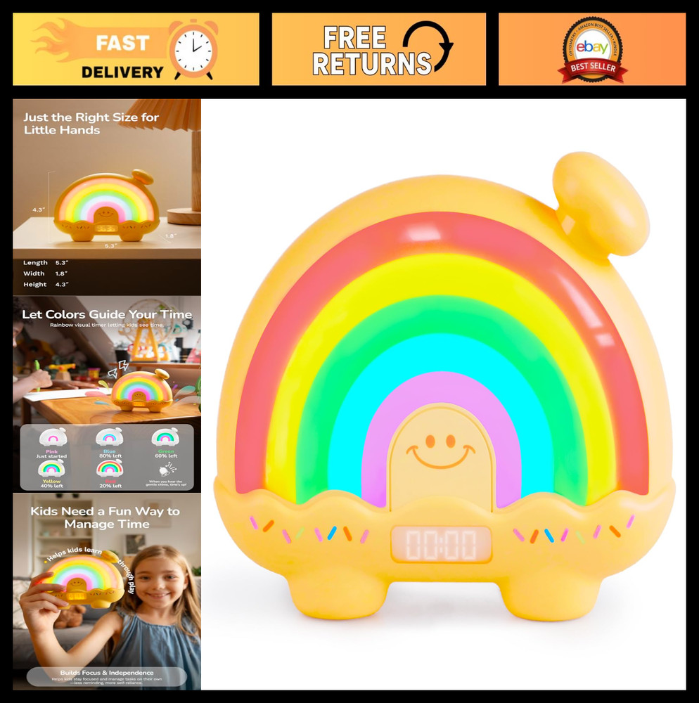 Color-Changing Rainbow Visual Timer for Kids - Night Light, Magnetic, Classroom