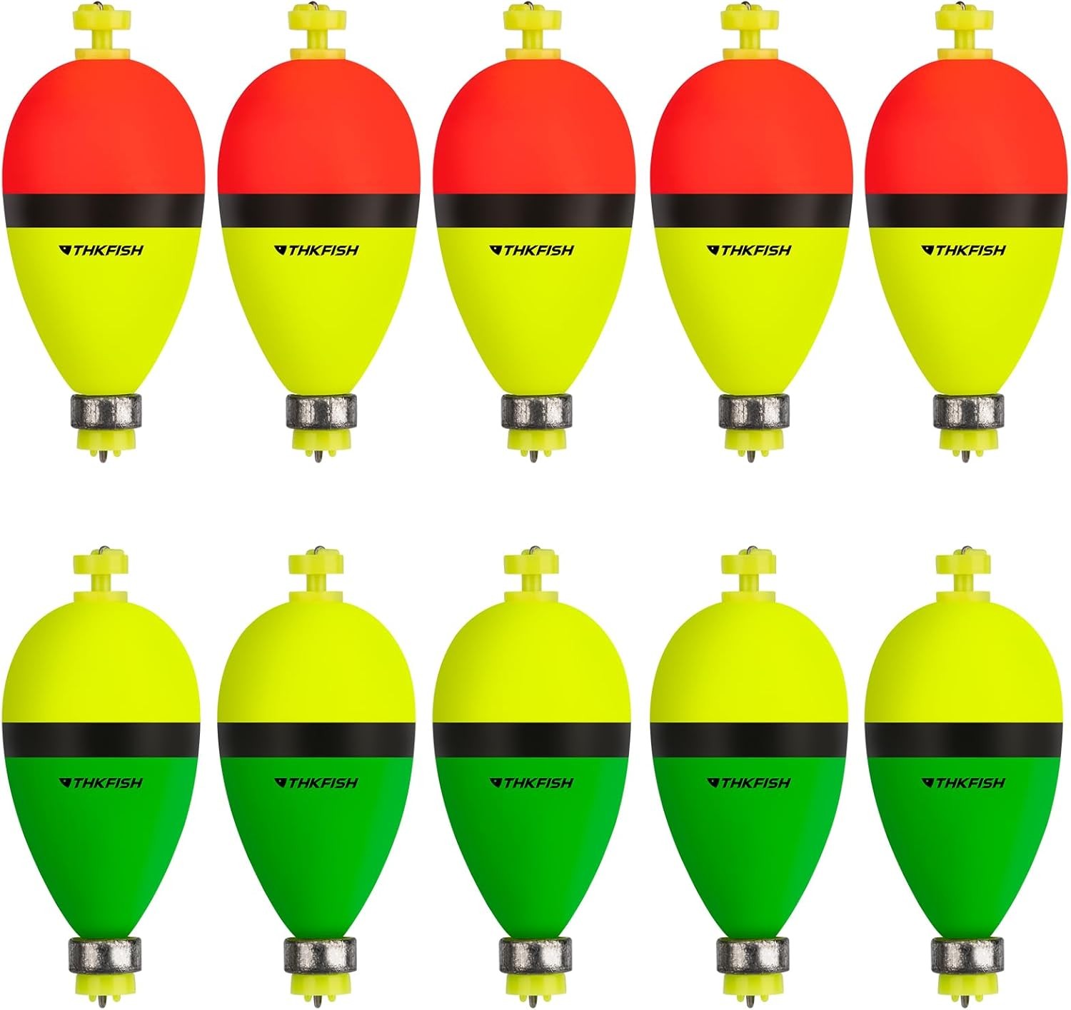 10PCS FISHING BOBBERS Large Oval Floats Weighted Foam Snap on Float Choice US