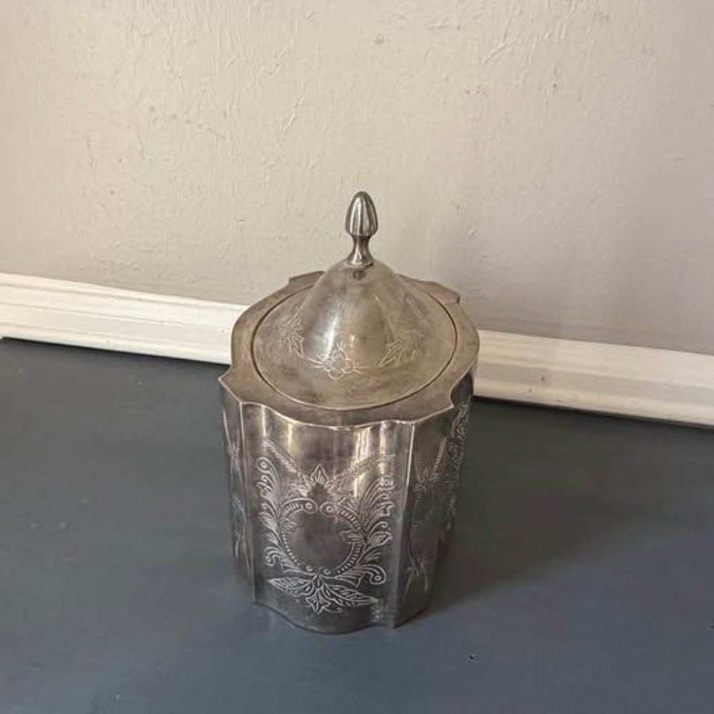 Vintage Silver-plate Lidded Lined Trinket Box