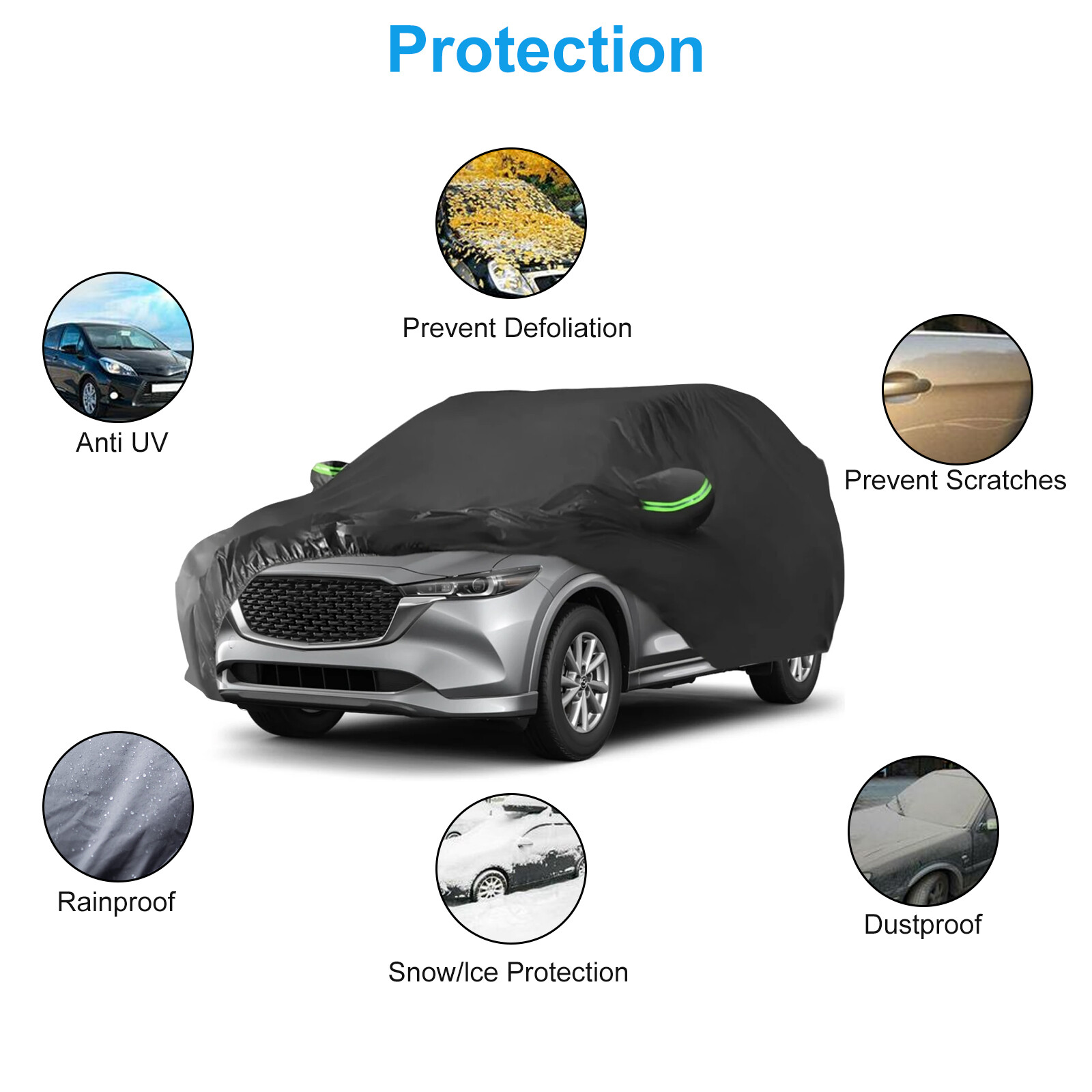 Universal Large SUV Car Cover Outdoor Waterproof Dust Sun All Weather Protection