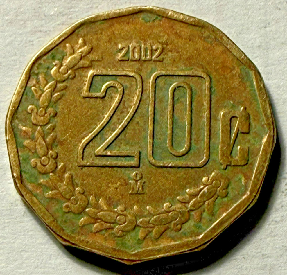 2002 Mexican 20 Centavos Coin Circulated #K449