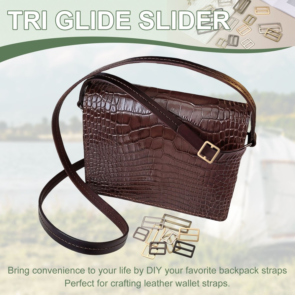 Slide Tri-Glide Buckle, 2"Metal Adjustable Slide Rectangle 6 Pcs & Silver
