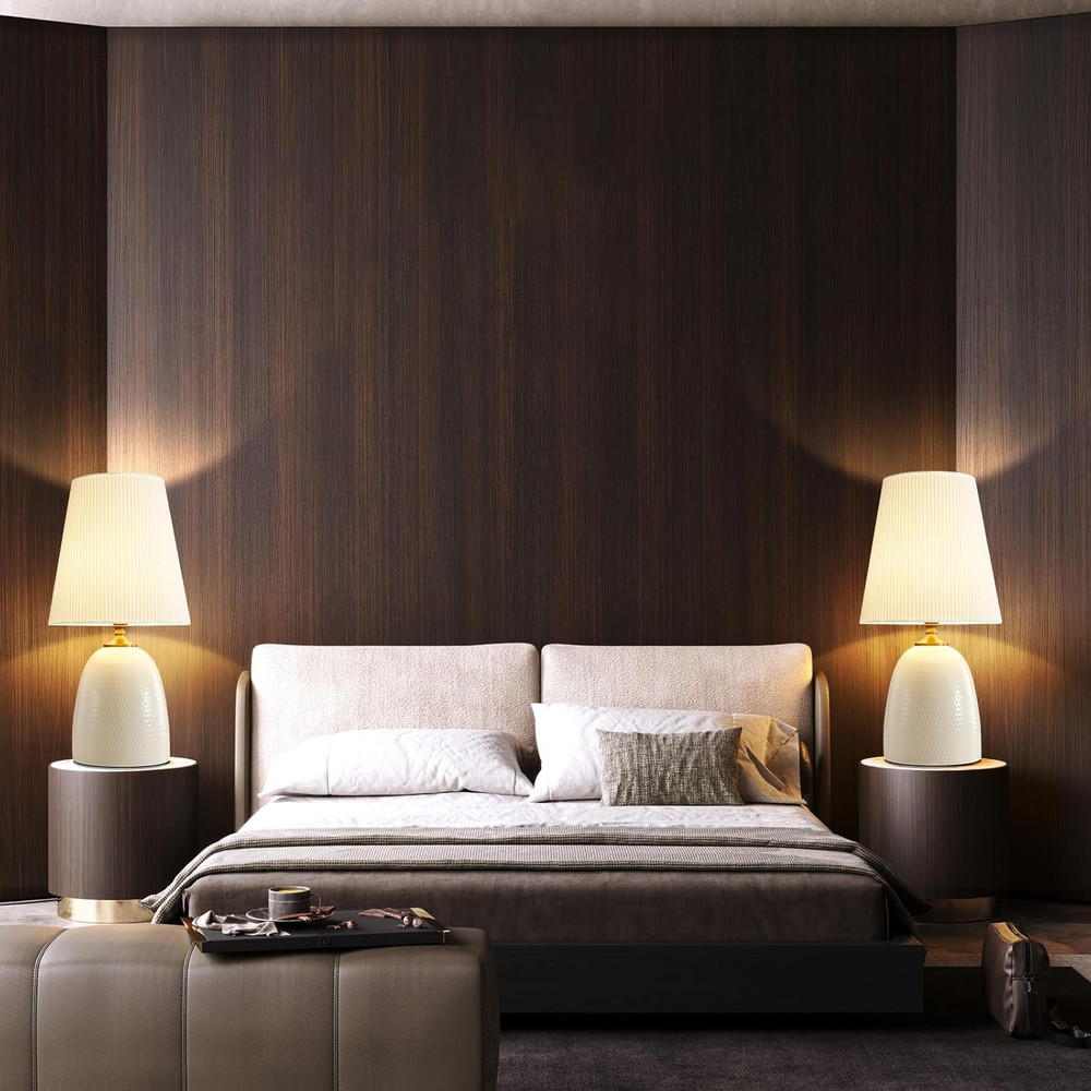 Modern Textured Ceramic Table Lamps 22.75In, White Table Lamp Decor