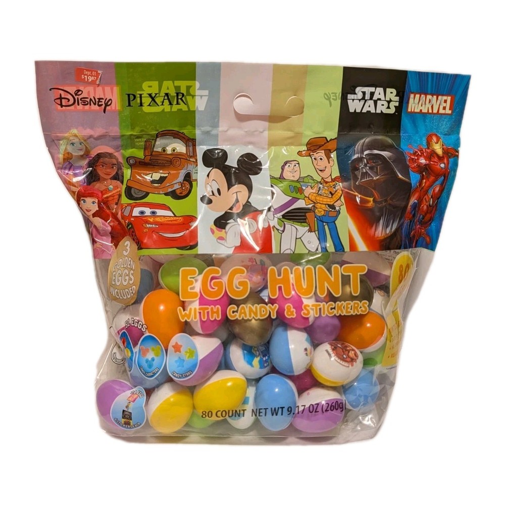 Disney Pixar Star Wars Marvel Easter Egg Hunt Candy Stickers 80 Count