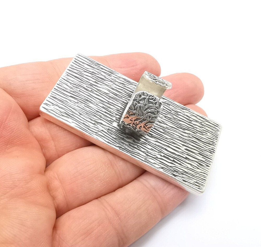Large Rectangle Ring Blank Settings Cabochon Mounting, Adjustable Antique Silver