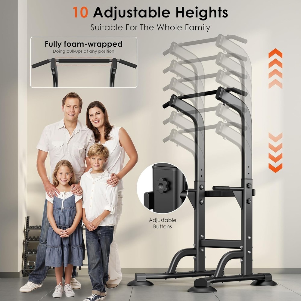 NEW Power Tower Dip Station Pull Up Bar Adjustable Height Pull Up Bar Station