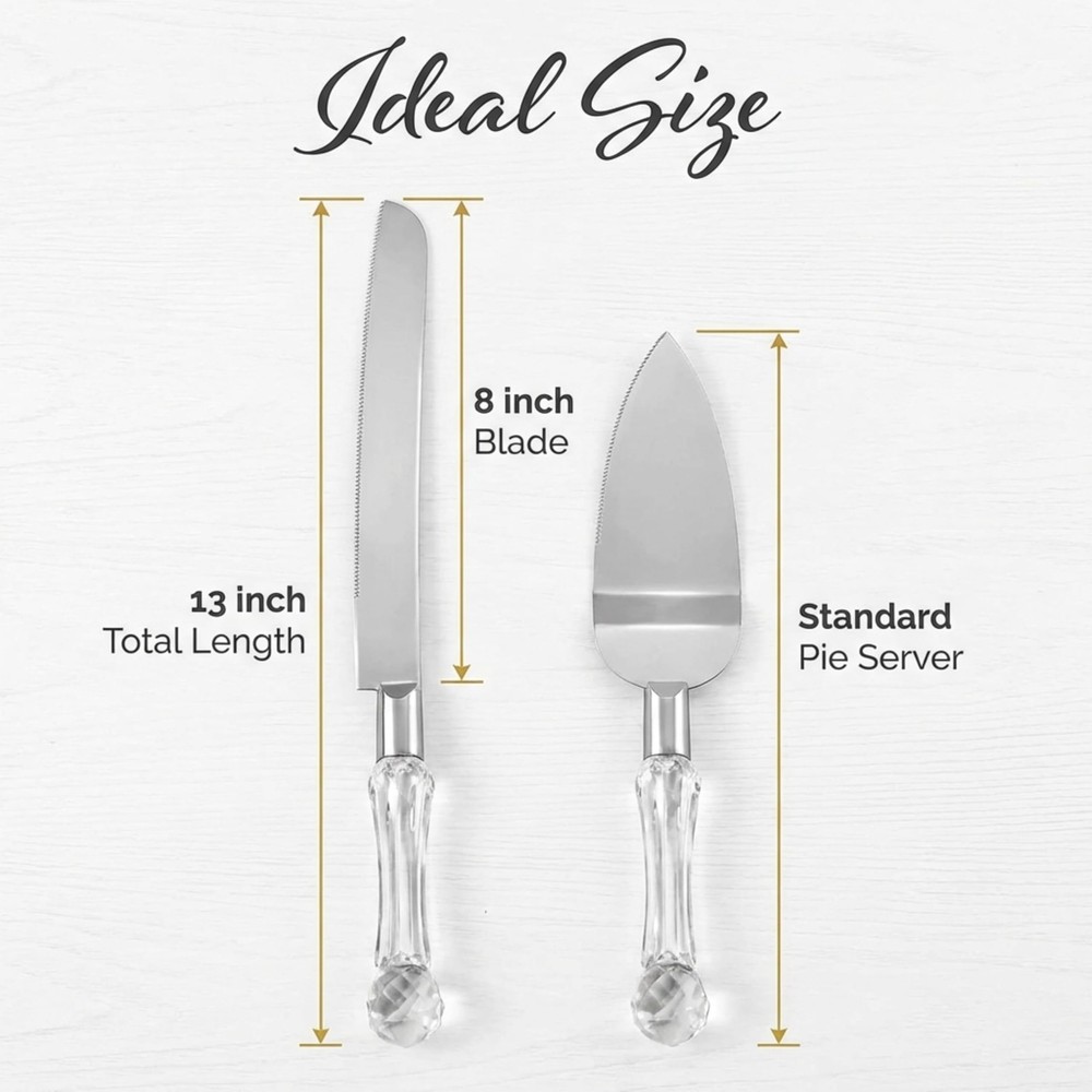 Wedding Cake Knife and Server Set, Cake Cutter and Pie Spatula, Cake Server a...