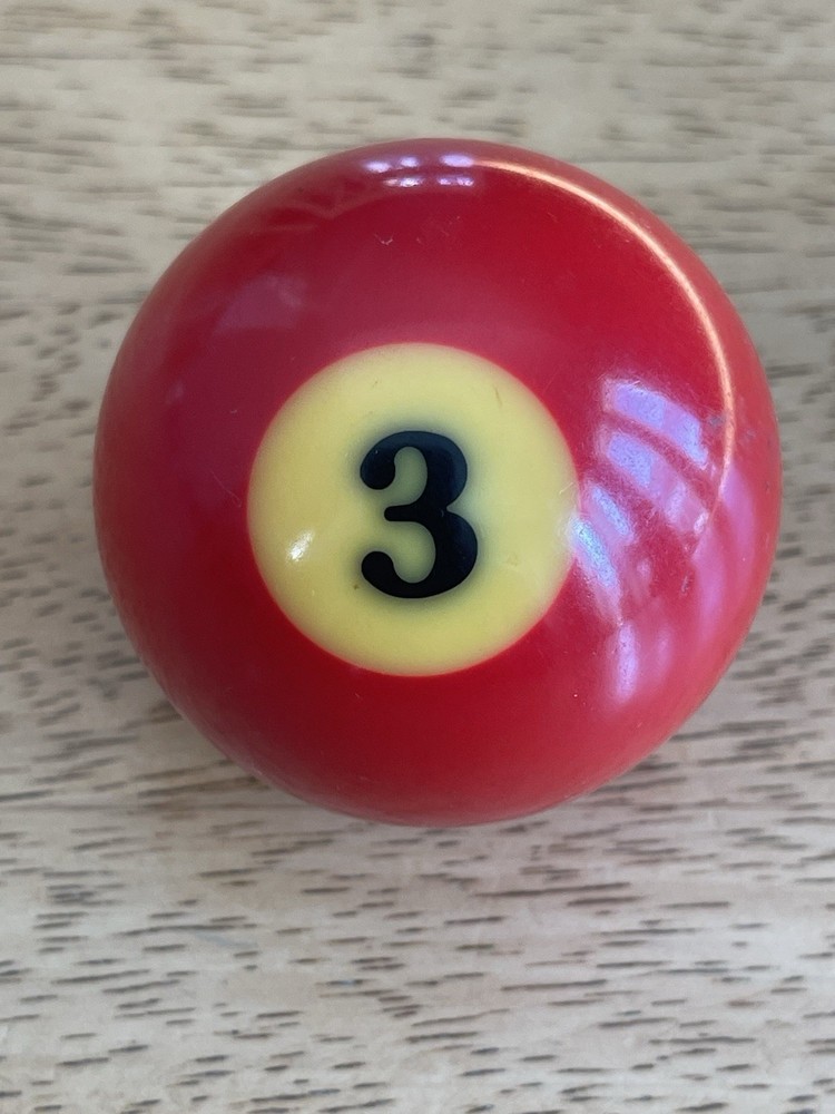 Vintage No. 3 Solid Red Pool Ball Billiard 2" Replacement
