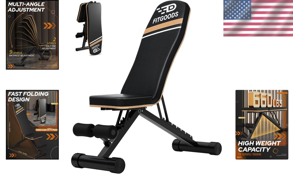 Space-Saving Adjustable Weight Bench - Incline & Decline for Full-Body Training