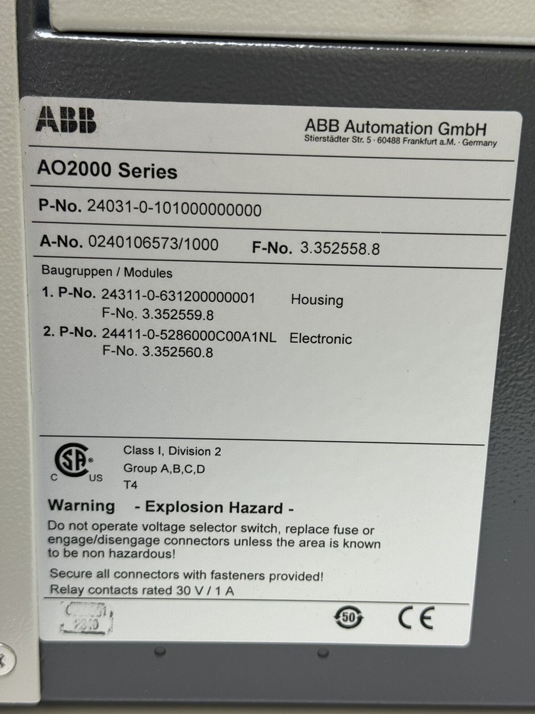 ABB AO2020 CONTINOUS GAS ANALYZERS AO2000 SERIES