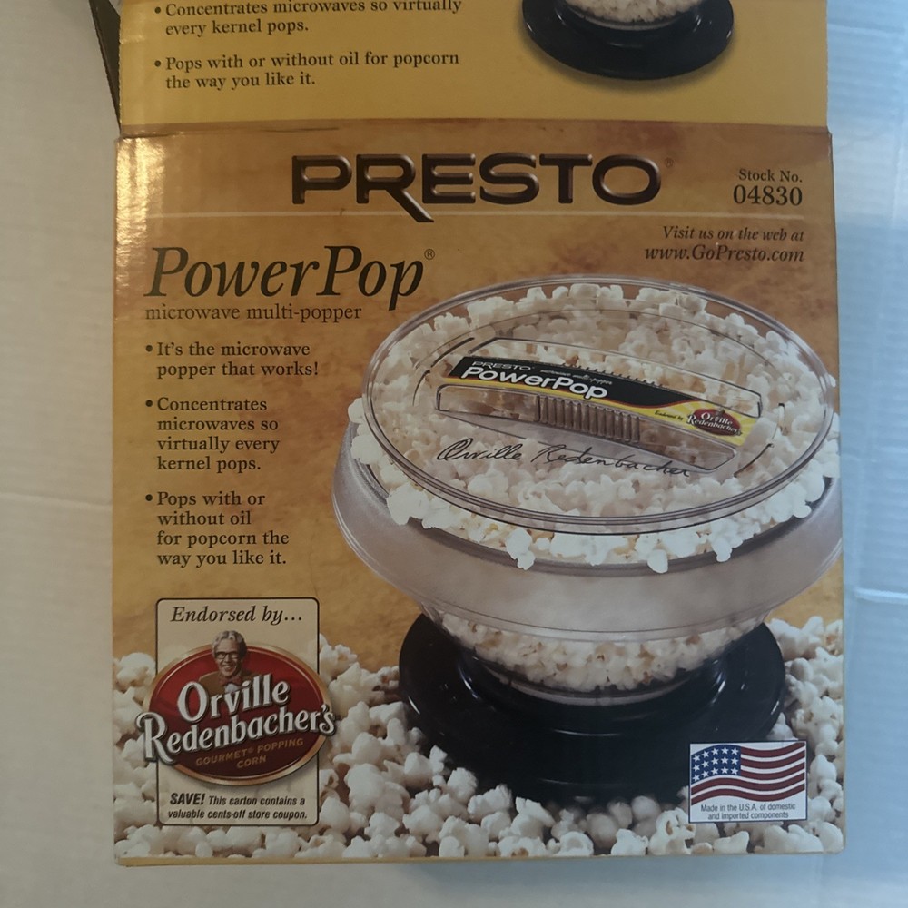 Presto PowerPop Microwave Popcorn Multi-Popper Unused Open Box